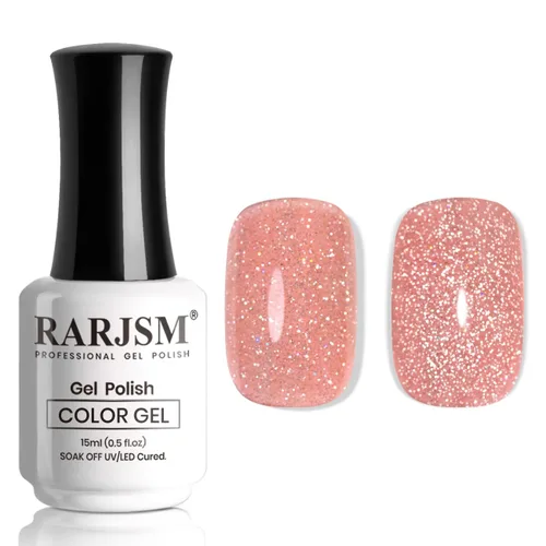 Vista 16 de RARJSM Esmalte de uñas de gel con purpurina verde, esmalte de gel reflectante con destellos de purpurina y diamantes, esmalte de uñas de gel