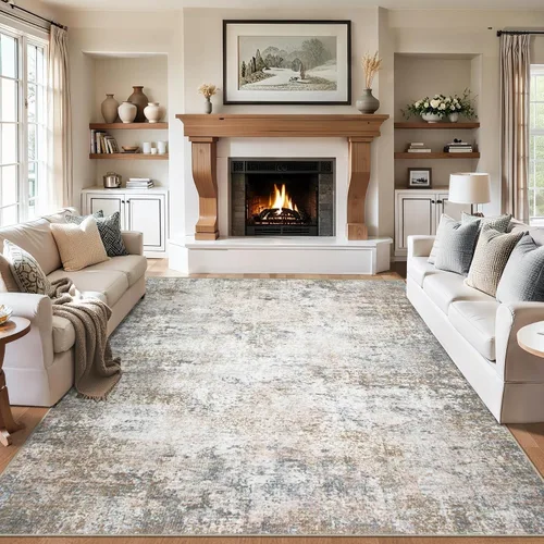 Vista 14 de Area Rugs - Alfombra para sala de estar, 4 x 6, lavable, moderna, abstracta, suave, neutra, antideslizante, grande para interiores, resistente a