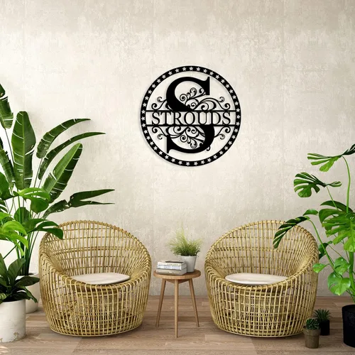 Vista 7 de Letreros de metal personalizados con apellido, letrero de apellido personalizado, letrero de metal personalizado, arte de pared de metal, monograma