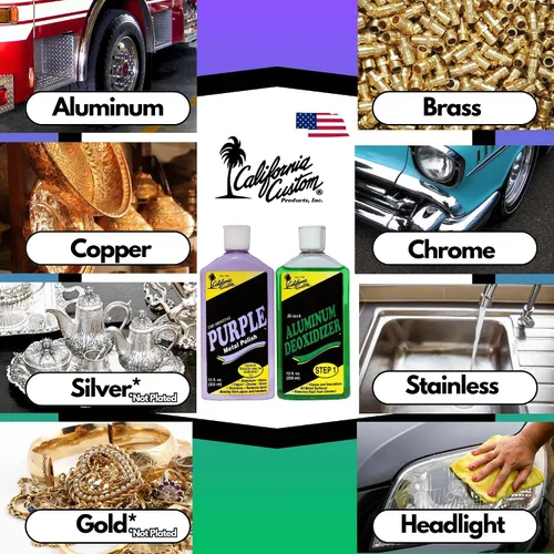 Vista 2 de CALIFORNIA CUSTOM – Kit de esmalte de metal morado y desoxidante de aluminio, sin silicona, caja fuerte para carrocería, ideal para aluminio, latón