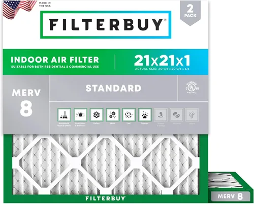 Vista 81 de Filterbuy Filtro de aire MERV 8 de 8 x 14 x 1 pulgadas para defensa contra el polvo y las alergias (paquete de 2), filtros electrostáticos plisados