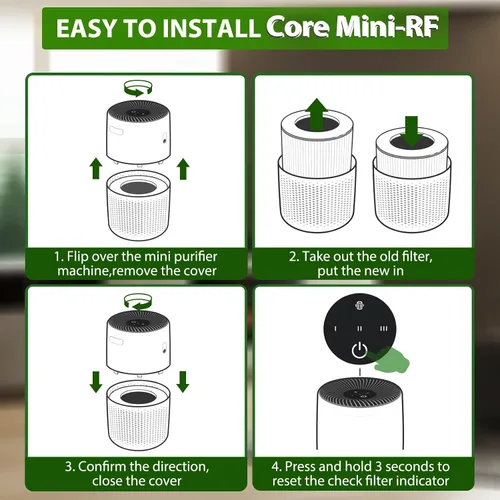 Vista 6 de Core Mini filtro de repuesto compatible con LEVOIT Core Mini purificador de aire, Core Mini-P. Filtro 3 en 1 H13 Core Mini-RF True HEPA para filtro