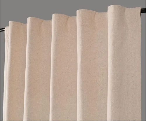 Vista 2 de Cortinas de lino natural – Juego de 2 paneles con pestaña trasera, 50 x 63 pulgadas cada uno, cortinas texturizadas con aspecto de lino para sala