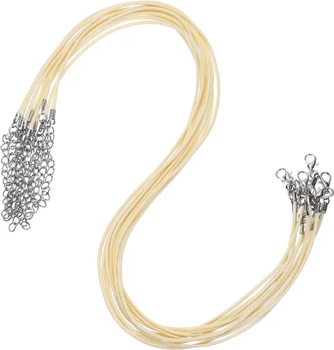 Vista 18 de MECCANIXITY 10 cordones de collar encerado de 18 pulgadas, cadena de collar a granel con cierre de 0.059 in de cuerda de cuero encerado para hacer