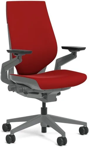Vista 5 de Steelcase Silla de tareas de gestos: respaldo envuelto - marco sólido oscuro esterlina/base/acento Merle - ruedas de piso duro con control de rollo