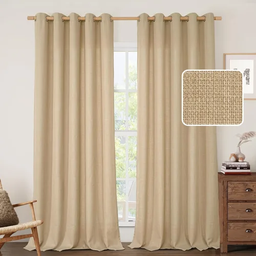 Vista 51 de LAMIT Cortinas de Lino Blancas Semitransparentes para Dormitorio, Paneles Filtrantes de Luz, Cortinas de Lino con Ojales de Protección de Privacidad