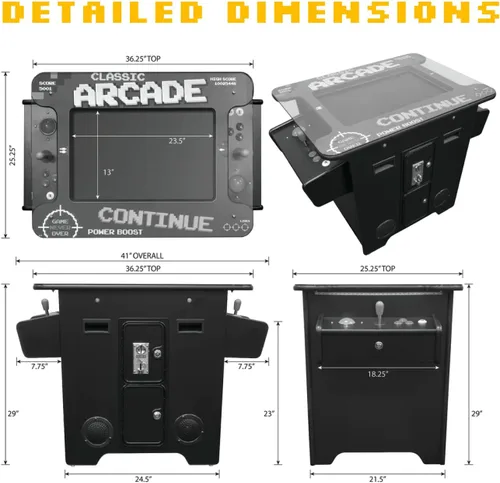Vista 9 de Creative Arcades - Máquina arcade de cóctel de grado comercial de tamaño completo 2 jugadores 412 juegos Pantalla LCD de 26 pulgadas Parte