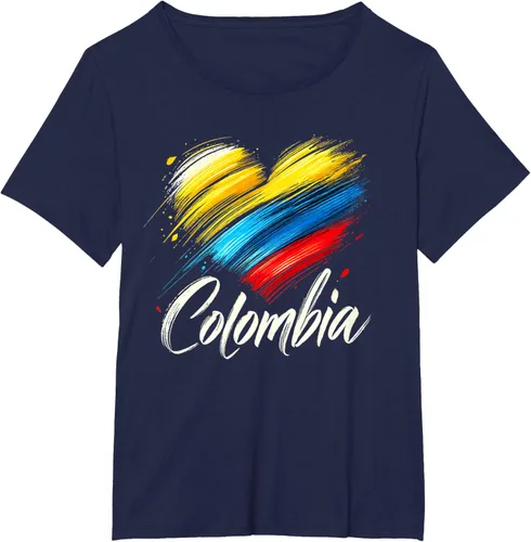 Vista 15 de Camiseta de orgullo colombiano con corazón de la bandera de Colombia