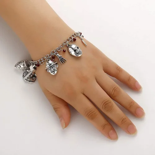 Vista 2 de Hanreshe Bracelets Horror Movie Ghost Baby Jason Scary Theme Bracelet Cosplay Jewelry Women Horror Charm Bracelet