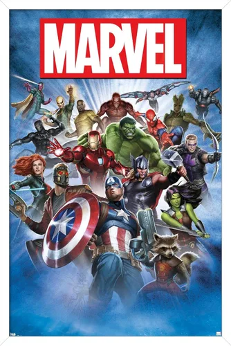 Vista 7 de Trends International Marvel Comics - Póster de pared de tiro grupal, 14.725 x 22.375 pulgadas, versión enmarcada de madera de granero