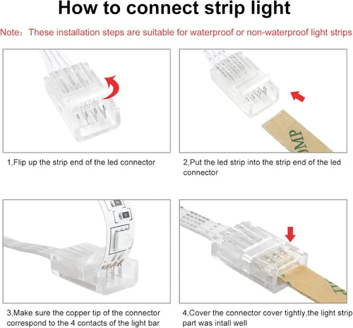 Vista 7 de RGBZONE 10 unids 4 Pin 0.394 in Conectores LED sin soldadura 4 Pin conductor tira a adaptador de corriente para puente de 0.394 in SMD RGB 5050 LED