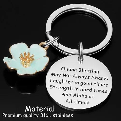 Vista 3 de Joyería Ohana Llavero de flor hawaiana, regalos de bendición, dije de hibisco, llavero hawaiano Ohana, regalo de joyería para la familia, regalos