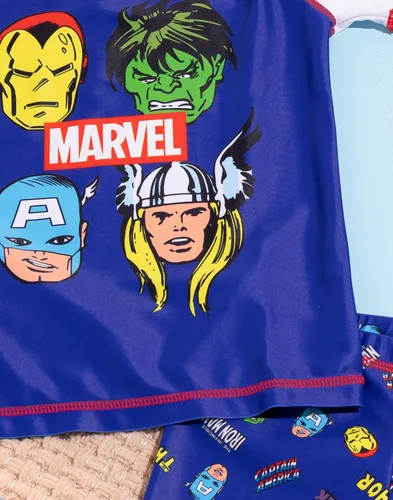Vista 6 de Marvel Traje de baño para niños y niños, conjunto de traje de baño de dos piezas