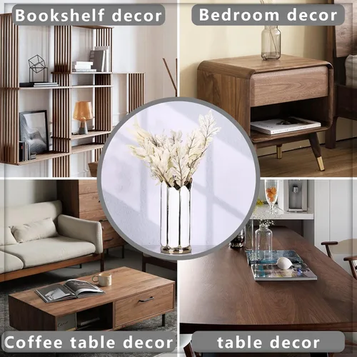 Vista 4 de Jarrón de decoración del hogar de oro blanco, jarrón de cerámica blanca para centros de mesa, decoración moderna de mediados de siglo, decoración