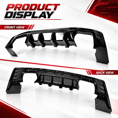 Vista 4 de Compatible con Chevrolet Camaro 2016-2024 (excepto el modelo ZL1) difusor Brillo negro