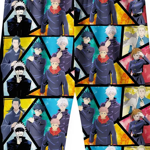 Vista 6 de Camiseta de Jujutsu para niños, traje de manga corta con póster de personaje de anime, pantalones cortos de 8 a 12 años