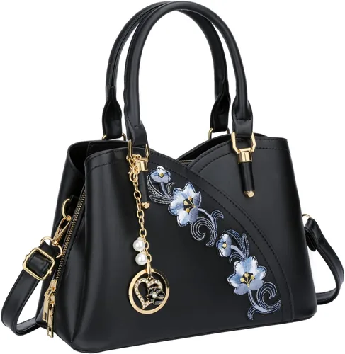 Vista 21 de KKXIU Monederos y bolsos de mano con triple compartimento para mujer, bolso de mano con asa superior