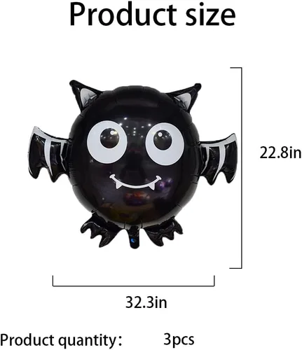 Vista 2 de Globos de murciélago para Halloween, globos de aluminio para fiestas temáticas de murciélagos, suministros de decoración de Halloween, cumpleaños