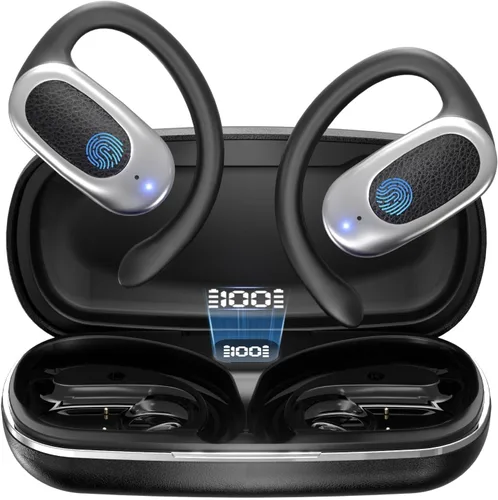 Vista 8 de Auriculares inalámbricos de oreja abierta, auriculares de conducción de aire con micrófono, tiempo de reproducción de 42 horas, llamadas claras