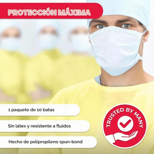 Vista 7 de Bata de aislamiento amarilla Ever Ready First Aid DYN2141-X10 con puños elásticos, cantidad universal (paquete de 10)