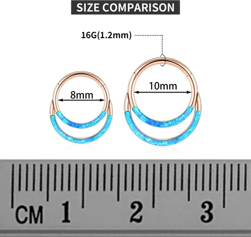 Vista 3 de GAGABODY Septum Jewelry 16 Gauge Earrings Double Hoop Daith Earring Surgical Steel Hinged Nose Rings Nose Hoop Helix Tragus Rook Piercing