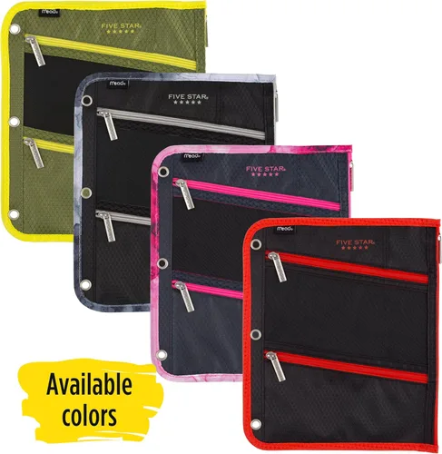 Vista 2 de Five Star Bolsa con cierre, bolsa para lápices, estuche para lápices, se adapta a carpetas de 3 anillos, el color puede variar (50642)
