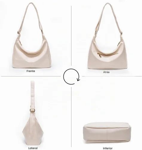 Vista 5 de Hobo Bags for Women Soft Vegan Leather Slouchy Shoulder Bag Everyday Purse Beige