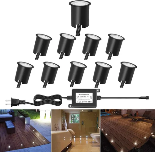 Vista 57 de Kits de luces LED empotrables para cubierta con carcasa protectora, iluminación LED de paisaje al aire libre IP67 impermeable, CC 12 V de bajo Azul