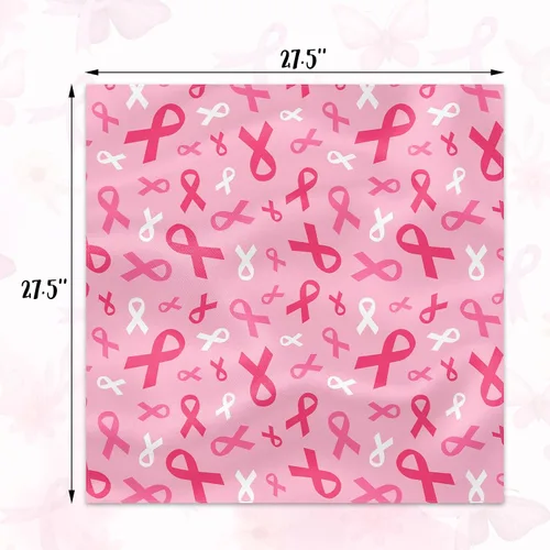 Vista 3 de Percozzi Bufandas cuadradas de cinta rosa para concientización del cáncer de mama, bufandas sedosas, 3 pañuelos de seda con patrón de cinta