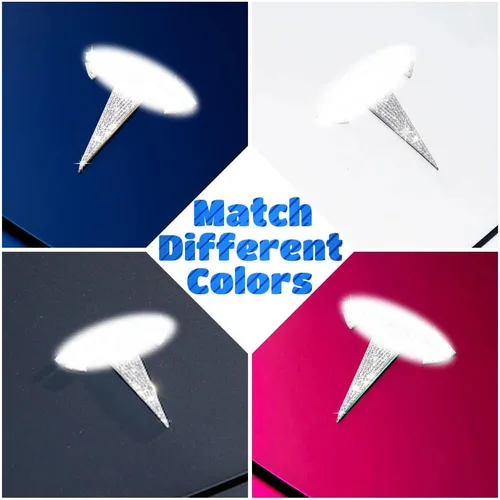Vista 6 de Emblemas con Logo de Diamantes de Imitación Brillantes para Tesla Model 3 2017-2023, 4 Piezas Calcomanías de Emblemas para Maletero Delantero
