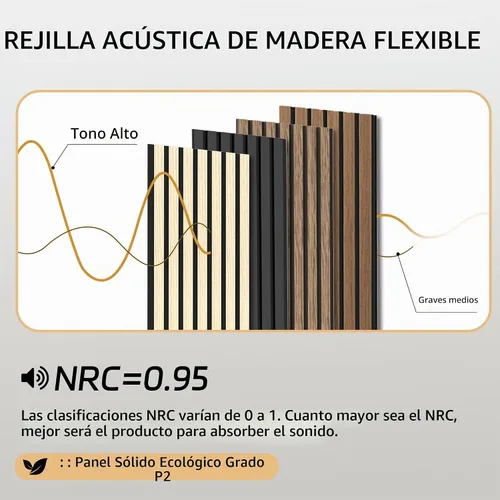 Vista 4 de RITOLLO Paquete de 4 paneles de madera para pared, paneles acústicos de listones de madera de 47.2 x 23.6 pulgadas para pared, paneles