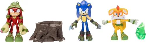 Vista 2 de Sonic Prime - Figuras de acción de 2.5 pulgadas con temática de Laberinto de Jaula Bos, 5 piezas: Sonic, Gnarly Knuckles, Mangey Tails, Tocón