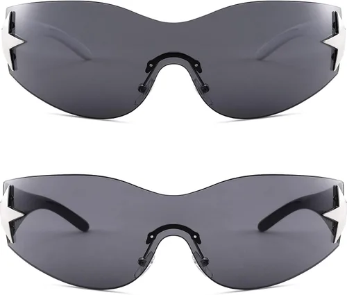 Vista 3 de AZorb Gafas de sol envolventes Y2K sin montura futuristas para mujer