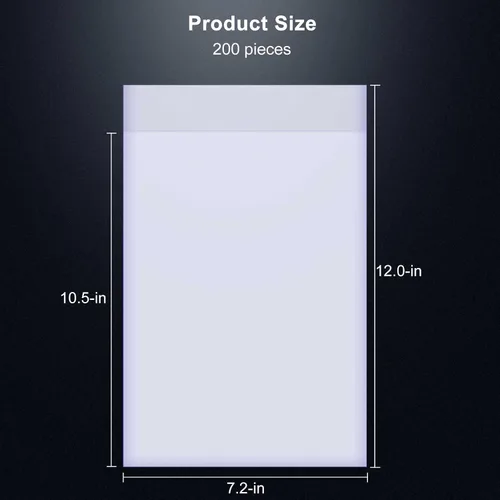 Vista 4 de KKU 200 bolsas para cómics actuales, Bolsas transparentes para cómics de 7.2 X 10.5 pulgadas, Fundas para cómics libres de ácido para almacenamiento