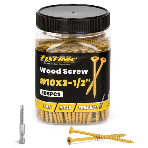 Vista 28 de Tornillos para madera de 2-1/2 pulgadas, tornillos para terraza FIXLINK #10 x 2-1/2", 310 piezas, recubiertos con epoxi, broca de estrella T25