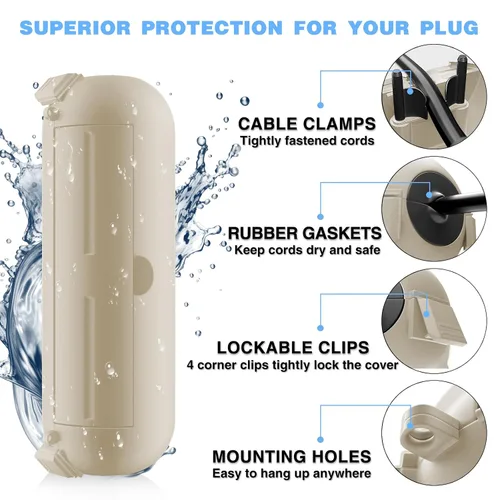 Vista 8 de Flemoon - Paquete de 3 fundas impermeables para cable de extensión para exteriores Small Electrical Connection Box for Straight Plug, Socket