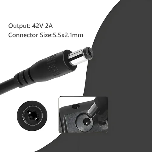 Vista 9 de Cargador de scooter eléctrico de repuesto de 42 V 2 A con certificación UL para cargador Hoverboard de 36 V con 5 enchufes, compatible con adaptador