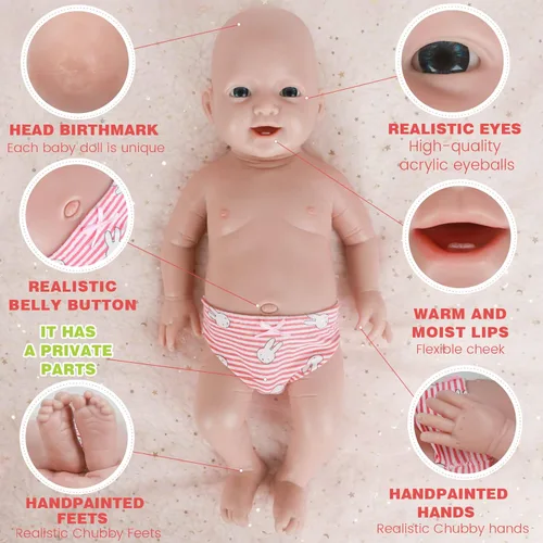 Vista 3 de IVITA Muñecas de silicona de 20 pulgadas con peso de 8.39 libras, [NO vinilo], cuerpo completo de silicona Reborn realista realista de la vida real
