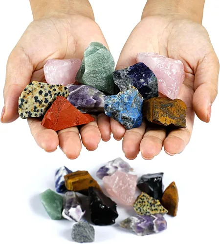 Vista 3 de KomeStone Rocas de piedras preciosas ásperas para vasos de roca, piedras de cristal natural crudo para tocar rocas, funciona para cualquier vaso