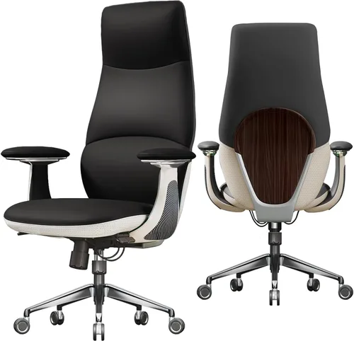 Vista 8 de Silla ejecutiva ergonómica de cuero genuino, respaldo alto de 400 libras