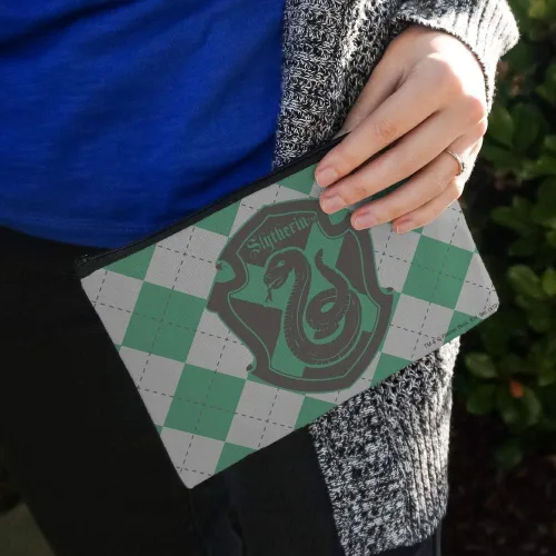Vista 3 de Harry Potter Slytherin Plaid Sigil - Estuche organizador de lápices con cremallera