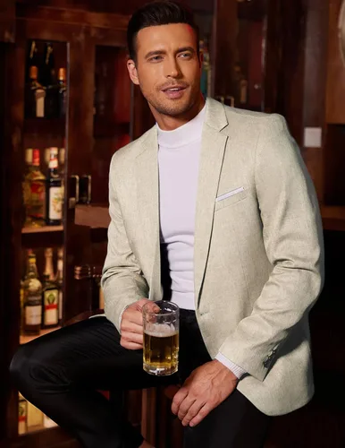 Vista 2 de COOFANDY Trajes ajustados de 3 piezas para hombre, con un botón, chaleco, pantalones de traje con corbata