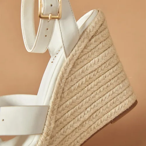 Vista 5 de Sandalias de cuña para mujer, tacón de cuña con plataforma y punta abierta para verano