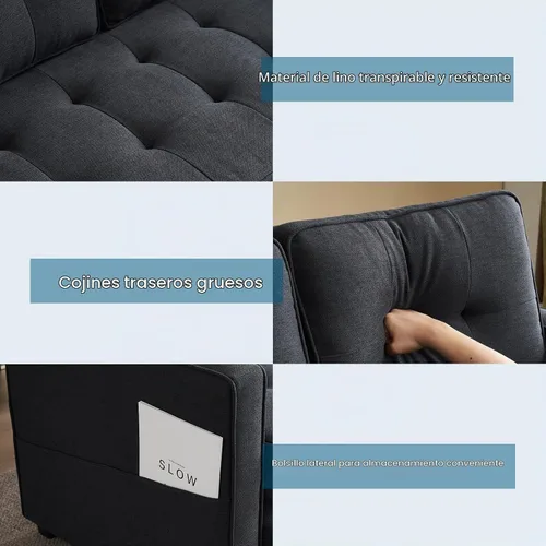 Vista 7 de VINGLI Sofá Cama Loveseat Mejorado, 53.5" An x 83" L Sofá Cama Convertible Sofá Cama Futón Sofás para Sala de Estar, Sofá Cama Plegable