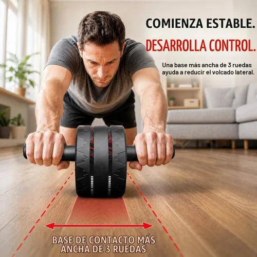 Vista 2 de VINSGUIR Rueda de rodillo abdominal, abdominales y equipo de entrenamiento para gimnasio en casa con accesorios para rodilleras, rueda abdominal