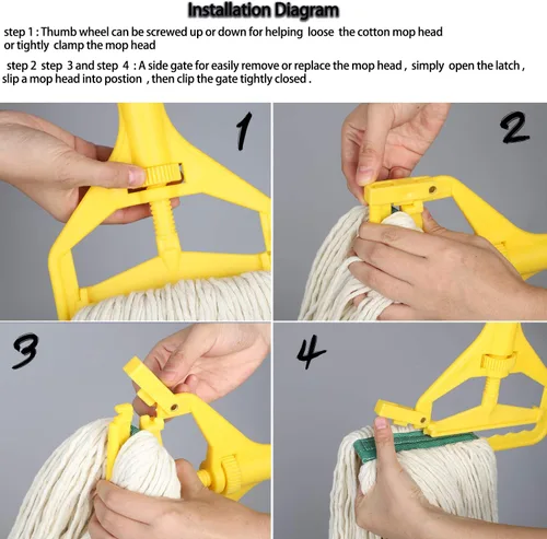 Vista 3 de OFO - Cabezal de trapeador de hilo de algodón con extremo de bucle, repuestos de trapeador de cuerda resistente Repuesto de cabezal de fregona