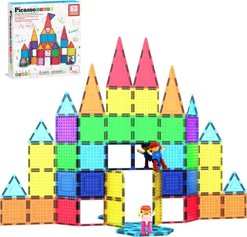 Vista 15 de PicassoTiles Bloques de construcción magnéticos Azulejos de ladrillo STEM creativos azulejos magnéticos Set de complementos de construcción Juguete