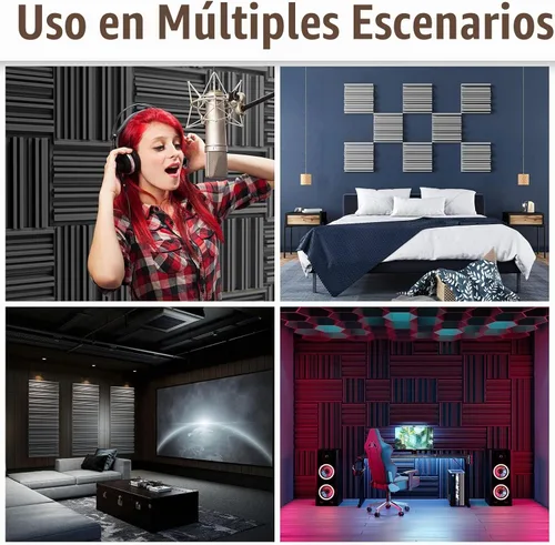 Vista 7 de Paquete de 12 paneles de espuma a prueba de sonido para paredes, paneles acústicos autoadhesivos de 12 x 12 x 2 pulgadas, paneles de pared