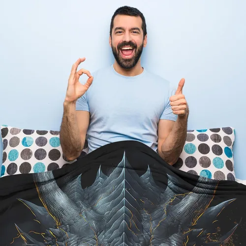 Vista 4 de Huke Manta Decorativa de Felpa de Dragón, Dragón negro/dorado genial, 50"x40", Ideas para hombres/mujeres/adolescentes/niños%%niños/niñas, regalos