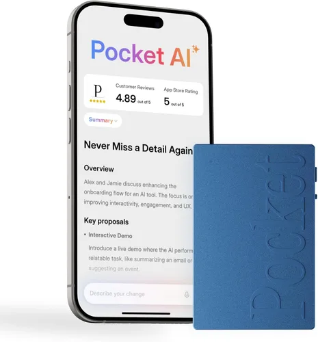 Vista 9 de Pocket Grabadora de voz AI, transcripción automática, tomador de notas AI Gris (Space Grey)